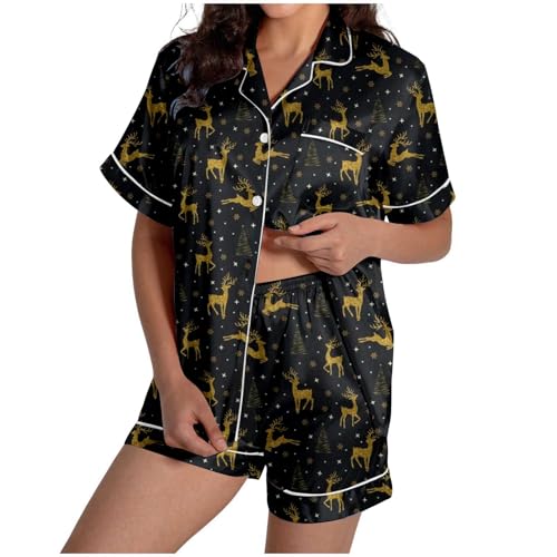 Pyjama de Noël femme en satin de soie respirant contre la chaleur nocturne d'hiver