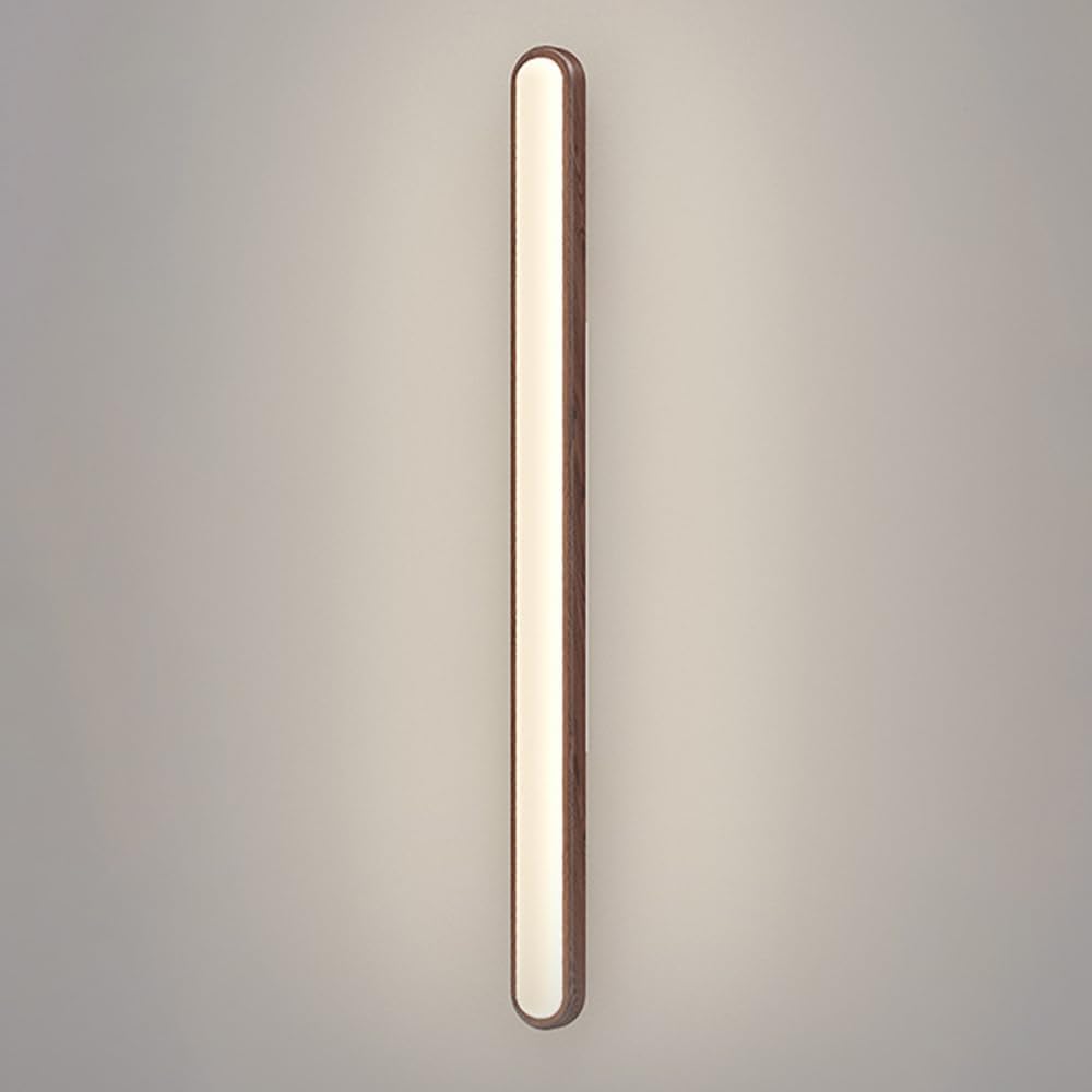 TCHAUSGZUS Nordic LED Wall Sconce - Wooden Strip Light for Living Room, Bedroom, Bathroom, Hallway - 3-Color Temperature Adjustable, 80cm/100cm(Walnut Color,100cm)