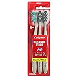 Colgate 360 Degree Optic White Whitening Toothbrush, Medium, 3 Count