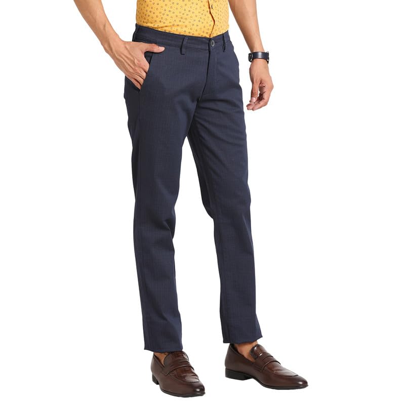 Pantalon décontracté en coton stretch marine pour vos journées de bureau