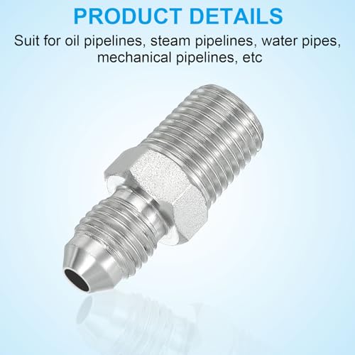 Image of PATIKIL Pipe Adapter Connector 7 /16 inch Male 74 Flare JIC x 1 /4 inch Male R Pipe Fitting Oil Feed Restrictor Fitting Hydraulic Connector for Oil Steam Water Pipelines System