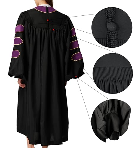 Image of MyGradDay Unisex Deluxe Graduation Doctorate Robe with Gold Piping Available for Customization