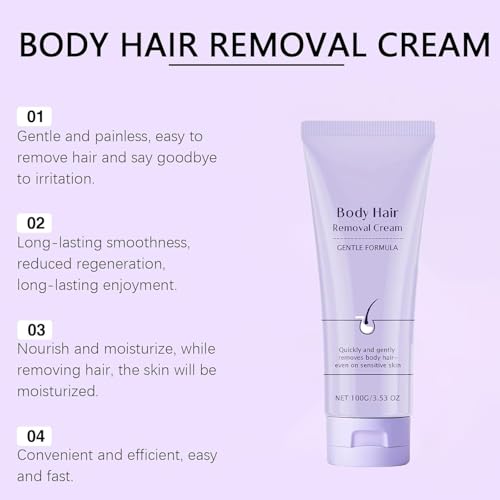 Hair Removal Cream for Women and Men – Depilatory Cream for Sensitive Skin with Spatula – Painless Hair Remover for Legs, Arms, Bikini, Underarms – Fast Acting, Moisturizing, Travel-Friendly - Thumbnail 2