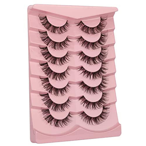 Pooplunch False Eyelashes Cat Eye Look Diy Cluster Lash Natural Flares Extension-Look Wispy Short Faux Mink Lashes Fake Eyelash Strips 7 Pairs Multipack #TOP1