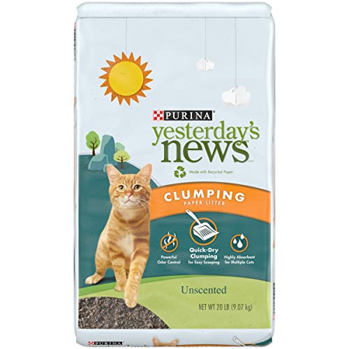 PURINA Yesterday's News Clumping Paper Cat Litter, Unscented Multi Cat Litter Shipped in Recyclable Box - 20 lb. Bag, FFP (Frustration Free Package)