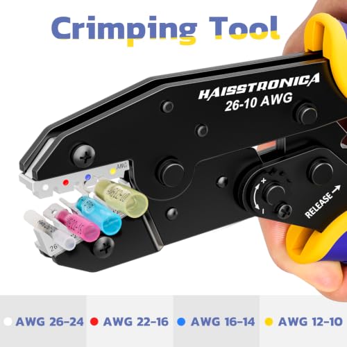 Image of haisstronica Wire Stripper and Crimping Tool,AWG 24-10 Automatic Stripper Tool with AWG 26-10 Ratchet Wire Crimper For Heat Shrink Connectors