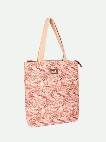 Image of ZOUK Ivy Tote Bag for Women | Handcrafted Jute Khadi with Vegan Leather Handles | Lightweight, Foldable & Travel-Friendly Everyday Carry Bag |
