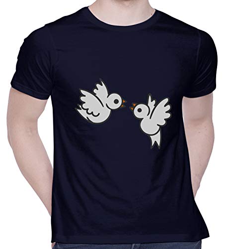 Image of CreativiT Graphic Printed T-Shirt for Unisex Love Birds Tshirt | Casual Half Sleeve Round Neck T-Shirt | 100% Cotton | D00585-41