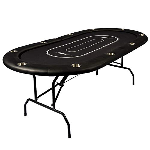 Franklin Sports Folding Poker Table – Portable Tabletop Casino-Style Poker – Up to 10 Players – Foldable Poker Table – Felt Top – Plush Armrests – Steel Frame – Easily View Your Cards – Cup Wells