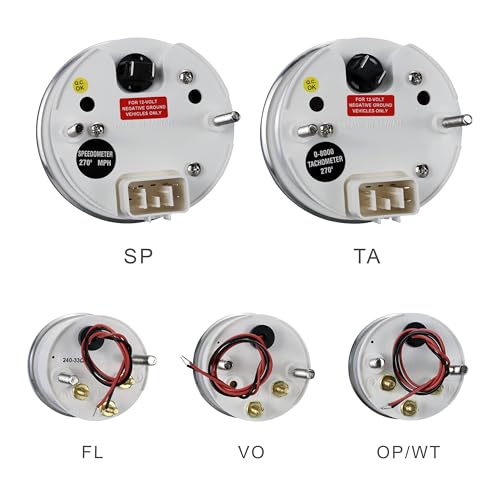 Image of Classic Electrical 6 Gauge Set White Dial Black Needle | With ECU Based, 85mm, 3-3 /8 inch, 52mm, 2-1 /16 inch, Speedometer Digital Odometer, Light Bulb Illumination, Car, Automobile