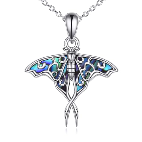Collier Papillon de Nuit pendentif anti-ternissement abalone