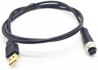 1米 M12 4针到USB线,母到USB公连接器成形线 直工业用成型线 IP67 无防水屏蔽PVC线 250V 4A AC/DC AWG26(3.3英尺)