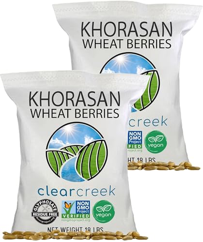 CLEAR CREEK Certified Glyphosate Residue Free Khorasan Wheat Berries | 36 lb (2-18 lb bags) | Non-GMO Project Verified
