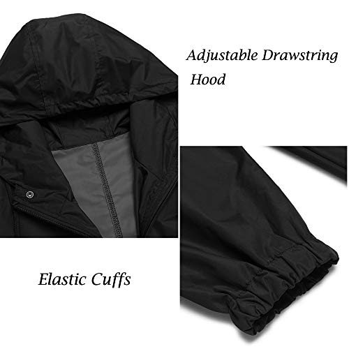 JINIDU Men's Long Waterproof Rain Jacket with Hood Lightweight Packable Raincoat for Outdoor,Hiking,Travel,Business,Fishing - Thumbnail 5
