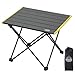 EHHLY Portable Folding Camping Table, Small Compact Aluminum Beach Picnic Table, Lightweight Collapsible Outdoor Camp Tables That Folds & Rolls Up, Beach Gear Essentials Camp Accessories, Black