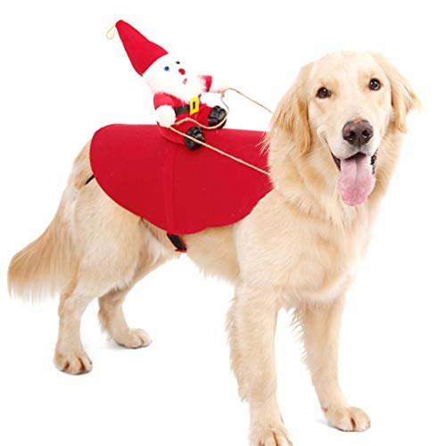 ULTECHNOVO Cachorro Santa Fantasia de Natal Vaqueiro Montando Cavalo Roupa Roupa AdorÃ¡vel Vestir Ro