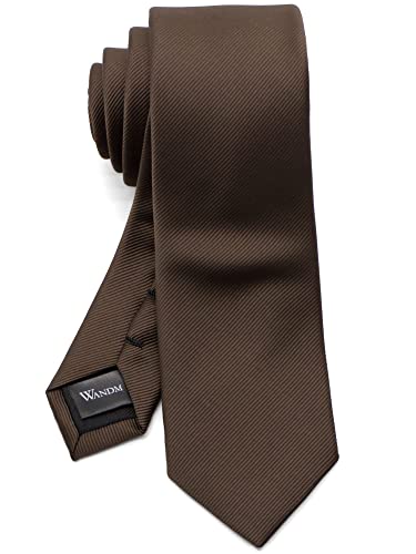 [WANDM] (ウァンダム) ナロータイ ネクタイ 6cm幅 無地 グログラン ダーク ブラウン 茶色の商品画像（Amazon）