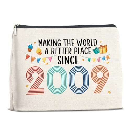 YeleY 16th Birthday Gifts for Her, Sweet Gifts for Her Makeup Bag, 2009 16th Birthday Gifts for Daughter, Sister, Niece, Friend, Cosmetic Bag for Valentine's day, Christmas