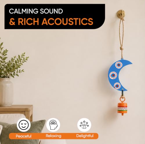 Image of Aakriti Art Creations Wooden & Metal Wind Chime Multicolor | Handmade Decorative Windchimes for Home | Wind Chimes for Balcony, Garden, Living Room | Feng Shui Wind Chime Home Decor