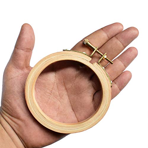 Image of Embroiderymaterial 3Inch Round Wooden Embroidery Hoop Frame with Brass Metal Screw (1 Piece)