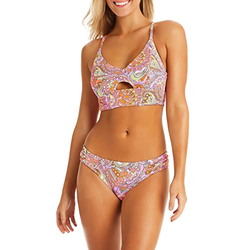 Jessica Simpson Women's Standard Side Shirred Bikini Bottom, Paisley Multicolor, Medium #TOP2