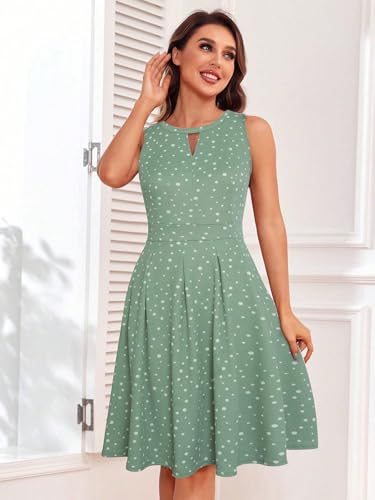 Image of Sureple Women's Retro Sleeveless Swing Casual Work Summer Party Dress with Pockets