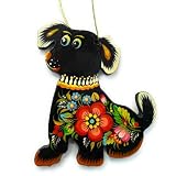 Weihnachtsschmuck Hund - Christbaumanhänger aus Holz Beidseitig Handbemalt - Geschenk für Katzenliebhaber & Hundebesitzer, Kunsthandwerk Christbaum zum Dekorieren