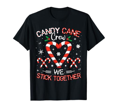 Christmas Candy Cane Heart Crew Family Matching Pajamas T-Shirt
