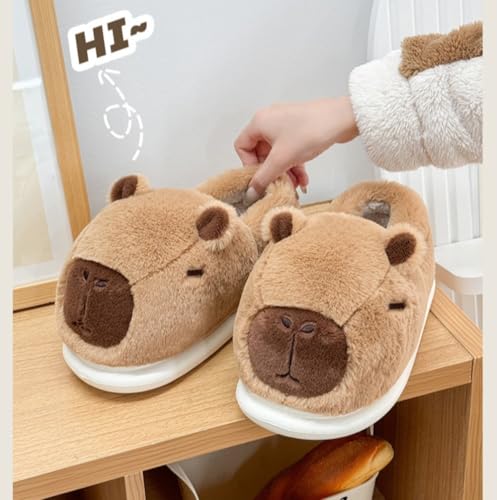 Cute Capybara Slippers Plush Warm Winer Shoes, with One Random Hairband Capybara Gift for Women Girls Kids, Fuzzy Animal Cozy Indoor House Slipper Soft Cloud Slides3