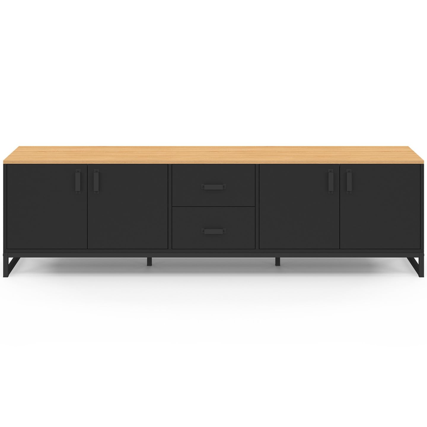 IDMarket - Meuble TV 180 cm Washington 4 Portes et 2 tiroirs Bois et Noir