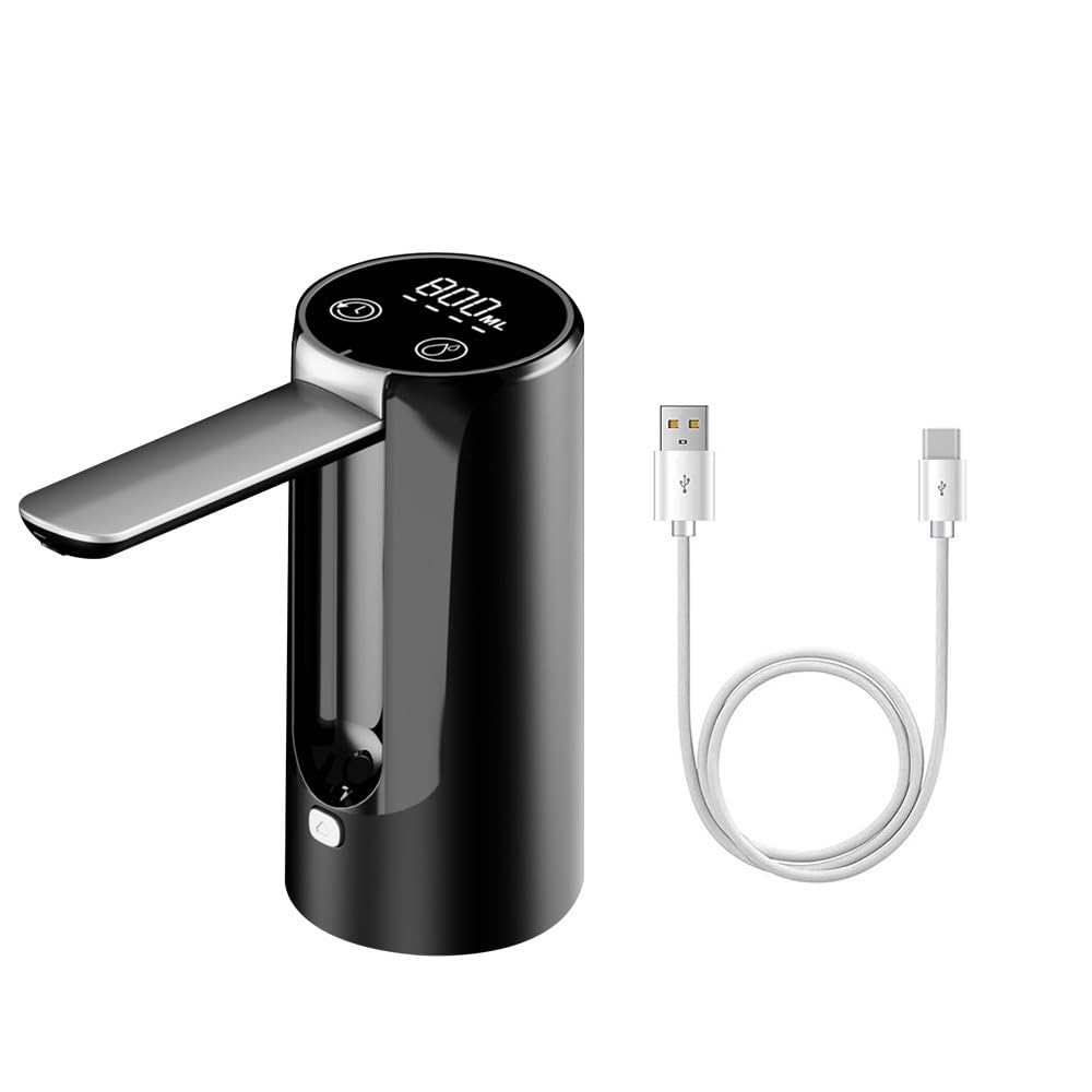 Dongker Black Electric Water Dispenser,Usb Rechargeable Water Drink Pump Foldable With Digital Display For Bottle Jug