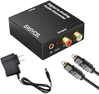 EASYCEL Audio Digital to Analog Converter DAC with 3.5mm Jack, Optical SPDIF Toslink Coaxial to Analog Stereo L/R Converter with Optical Cable and Power Adapter for PS3 PS4 Xbox Roku