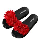 Zapatillas de Verano para Mujer, de Suela Gruesa, Modernas, cómodas, versátiles y Antideslizantes (Rojo Treinta)