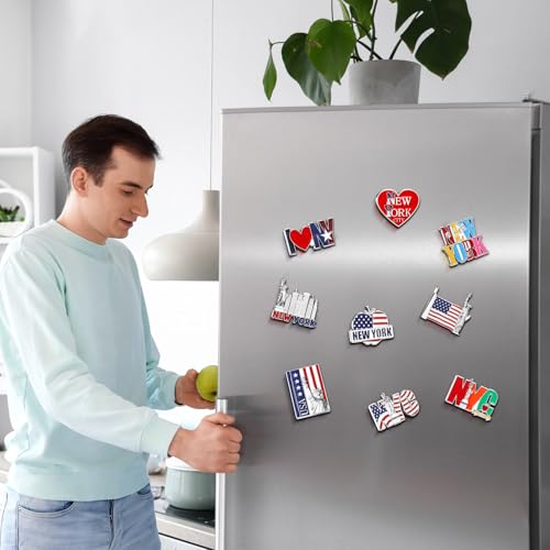 Konohan 12 Pcs New York Magnets for Refrigerator Metal NYC Fridge Magnet Magnetic New York Souvenirs USA Souvenirs Gifts Magnetic NYC Refrigerator Stickers, USA Flag, Statue of Liberty by Konohan - Image 6
