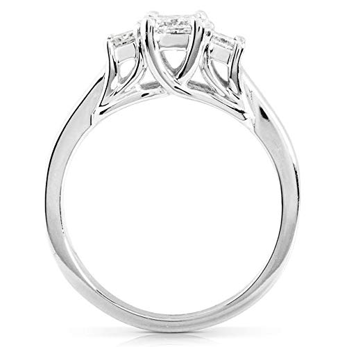 Kobelli Three-Stone Diamond Engagement Ring and Wedding Band Set 4/5 carat (ctw) in 14k White Gold4
