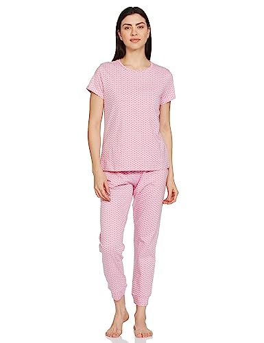 Amazon Brand - Symbol Women's Cotton Casual Pajama Set (SBSS22WSPSET907_Pink_M)