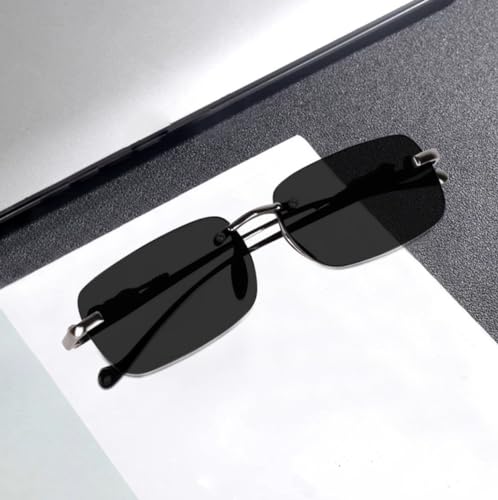 Image of IFLASH MC STAN Metal Plated Temple Vintage Rimless Sunglasses Retro Luxury Frameless Shades Rectangle Colored Lens Sun Glasses