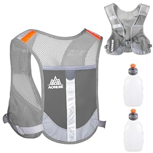 Azarxis Running Vest 2.5L Hydration Backpack Pack Runner Rucksack Lightweight For Women Men Outdoor Cycling Trail Race Marathon Hiking Climbing (Grey With 2 X 250Ml Water Bottle) 3 41uh0eemn l. sl500 . ss300