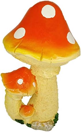 9 Inch Three-Headed Mushroom Garden Statue Perfect for Decoration for Garden, Outdoor, Patio (Yellow)