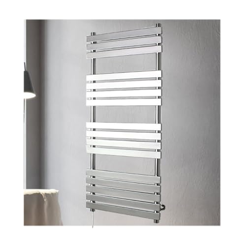 Toallero eléctrico Plateado de 16 Barras con Enchufe Izquierdo, de Acero Inoxidable, para baño, montado en la Pared.