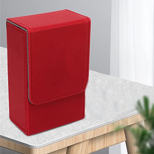 Tarot Storage Box, Portable Playing Card Box, PU Leather Tarot Card Holder Storage Case Tin with Sun Moon Design for Fortune Telling Cards (Red)
