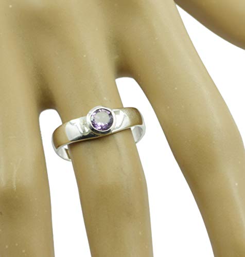 Bague en argent sterling 925 et sa pierre violette naturelle