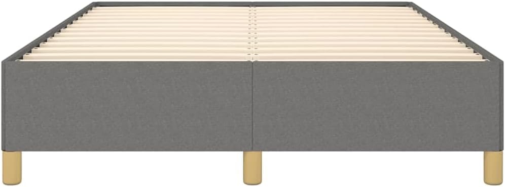 Full Size Bed Frame Dark Grey Fabric Polyester, Engineered Wood Platform Foundation with Sturdy Slatted Support, Easy Assembly, Modern Minimalist Bedroom Furniture for Mattress Support