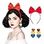 Short Bob Curly Wavy Black with Red-Bow Headband