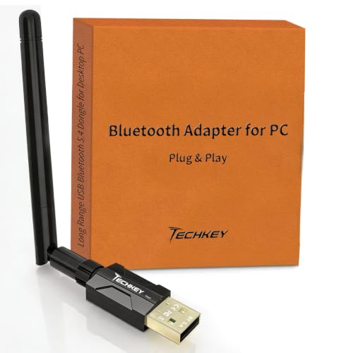 USB Bluetooth 5.4 Adapter for Desktop PC: Long Range 500FT Wireless Dongle with 5dBi Antenna Plug & Play for Laptop Windows 11/10/8.1 Pair BT Headphones/Headset/Speaker/Mouse/Keyboard/Printer