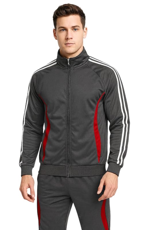 devil Men’s Tracksuit Pajama Set – Full Sleeve Jacket with Matching Track Pants (Grey,Multisize)-picture-8