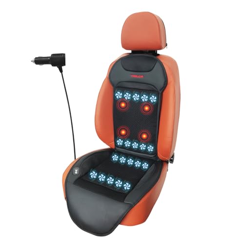 YAMUDA Driver's Side Seat Cushion, 20 Fans Keeping Cool and Air Massage Relieve Driving Fatigue General Motors Backrest Seat Cover(1 Piece, Black)