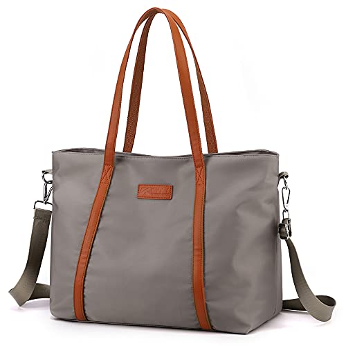 zhongningyifeng Sac fourre-tout pour femme en nylon 15,6 pouces sac à main à bandoulière pour ordinateur portable pour le travail de voyage (grey)