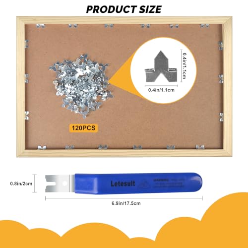 Image of Glazier Point Driver Tool, Glazier Setting Tool with 120 Glazing Push Points, Glazing Push Point Driver Tools with Blue Rubber Grip for Wooden Framing Backing Glass Picture Cross Stitch