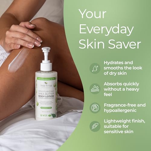 Tree to Tub Unscented Shea Butter Body Lotion for Dry Skin - Fragrance Free Lotion,Vegan Body Moisturizer, Good for Sensitive Skin for both Women & Men - Image 4